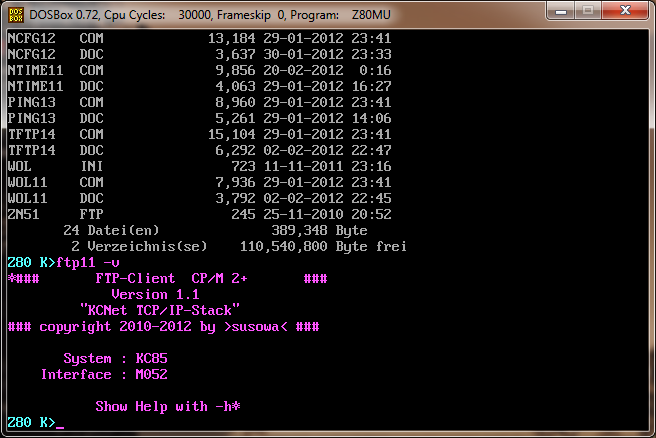FTP11.COM für KC85/M052 FTP11.COM für KC85/M052